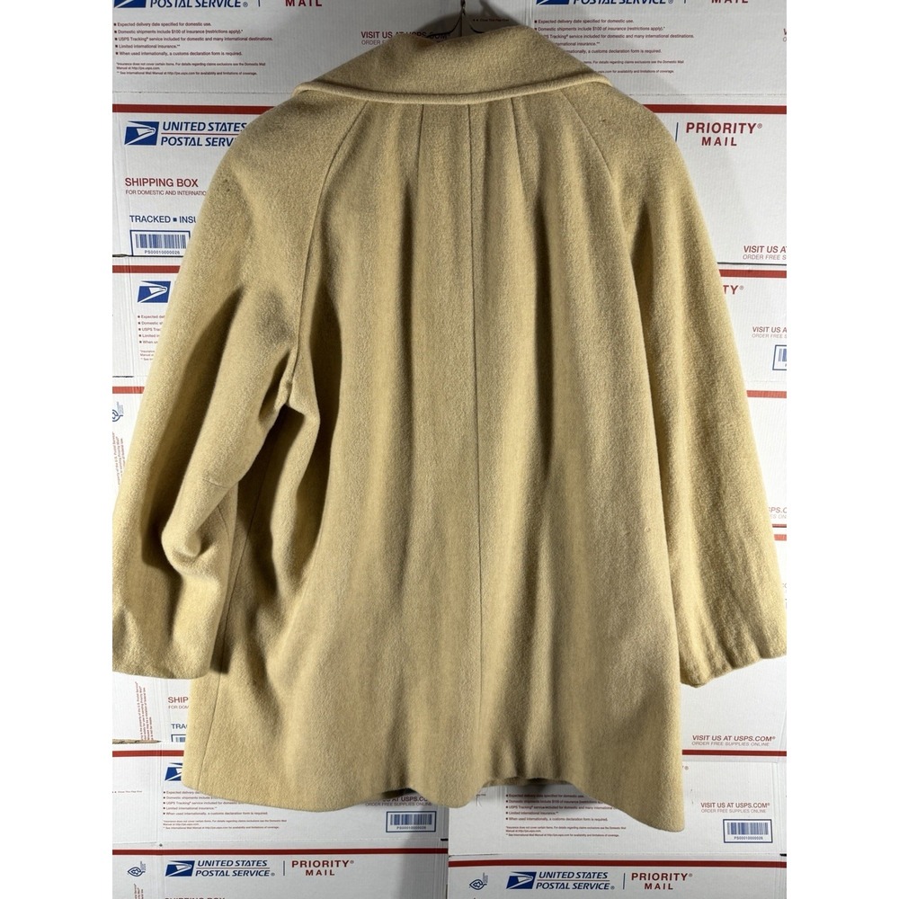 Vintage 80s BROMLEY 100% Wool Made In USA Long TRENCH Coat‎ Cream Size XL/2X - Picture 8 of 11